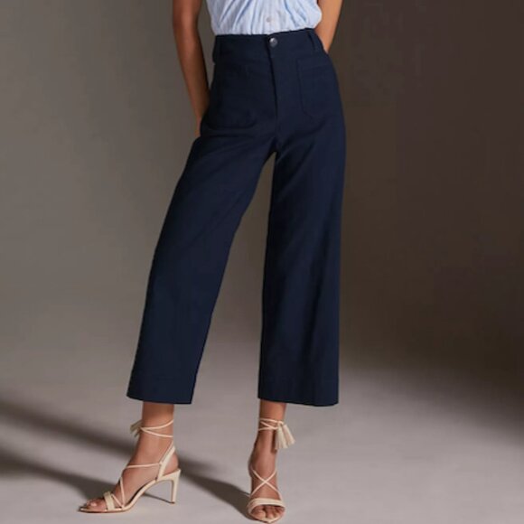 Colette Cropped Wide-Leg Pants by Maeve: Magic Fabric Edition (Dark Blue, 25P) - Picture 1 of 10